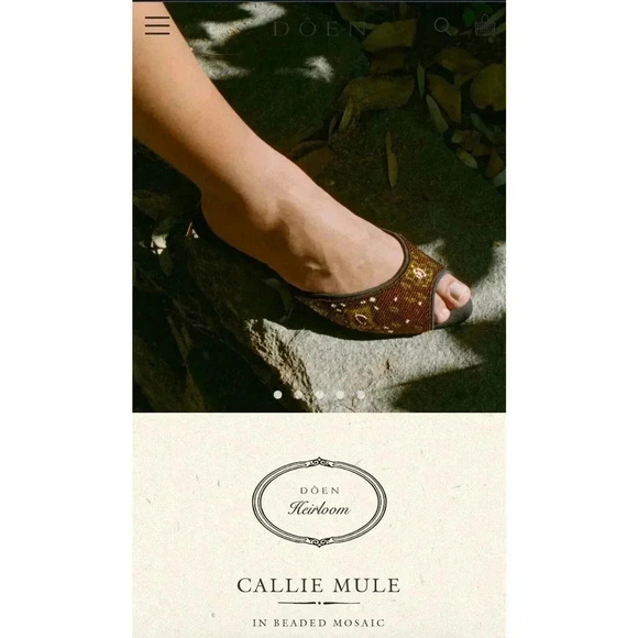 NEW $350 Doen Callie Mule Hand Bidded Mosaic Slip On Heel Women's size 3… - Picture 2 of 14